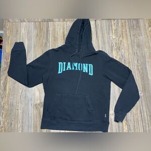 Diamond Supply Co Hoodie Black Pullover Hoodie Blue Puffy OG Logo | Medium
